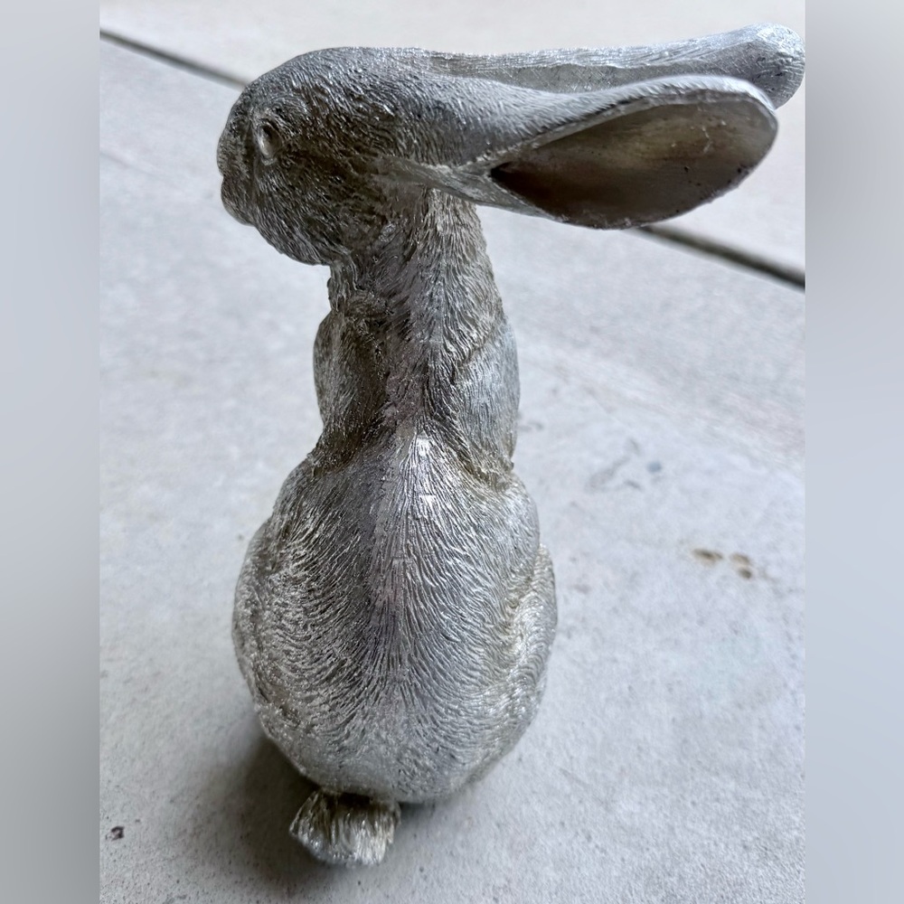 Pier 1 Silver Textured Rabbit Figurine - Picture 2 of 2